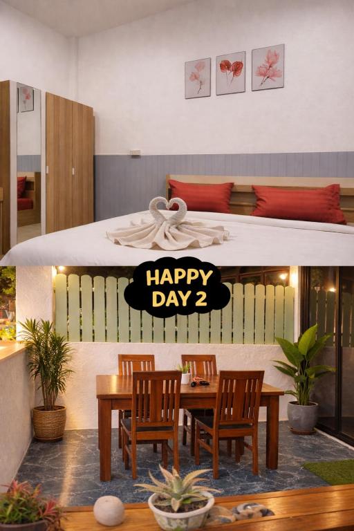 Happy Day 2 One Private Room "King Size Bed" and Two Open Room with Double Bed Each Total Six People